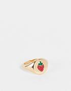 Asos Design Ring In Strawberry Sovereign Design In Gold Tone