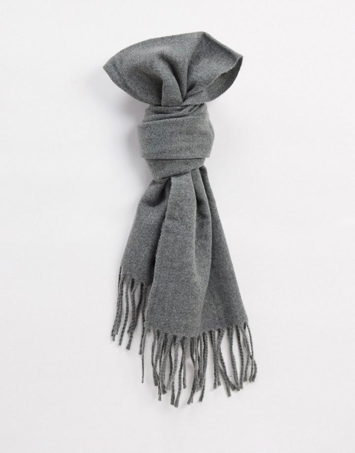 Only & Sons Scarf In Wool With Tassels In Gray-grey