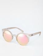 Quay Australia Round Cat Eye Sunglasses With Mirror Lens
