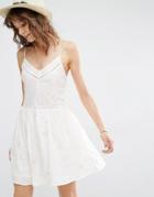 Mango Embroidered Cami Sun Dress - Cream