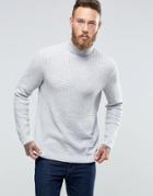 Asos Cable Knit Roll Neck Sweater - Gray