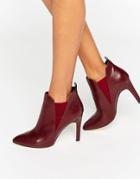 London Rebel Point Heeled Ankle Boots - Red