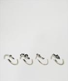 Asos Pack Of 4 Silver Jewel Rings - Silver
