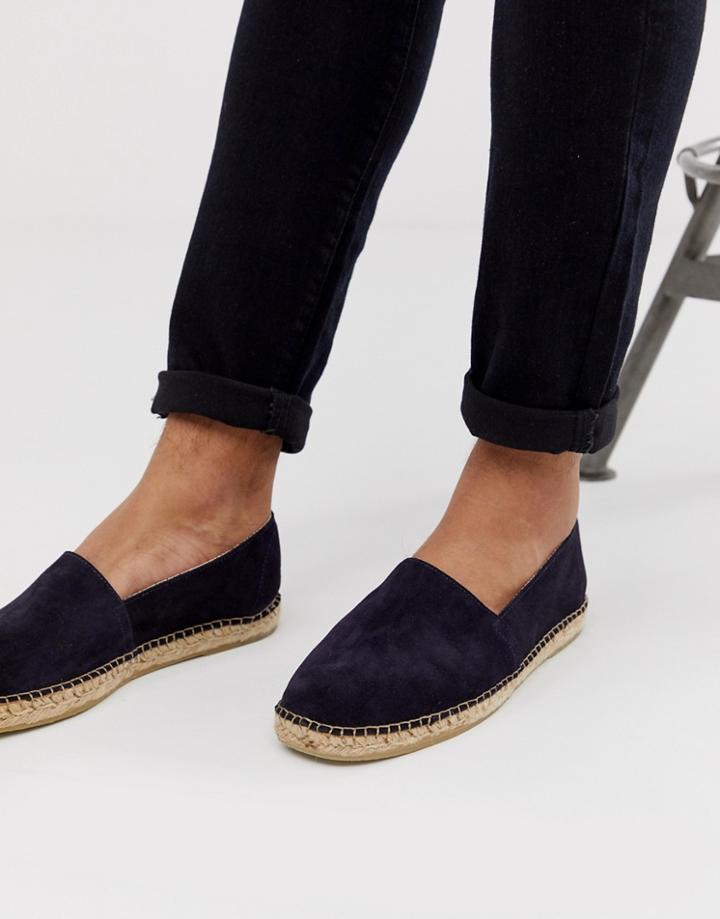 Selected Homme Suede Spanish Espadrilles In Navy - Navy