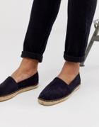 Selected Homme Suede Spanish Espadrilles In Navy - Navy