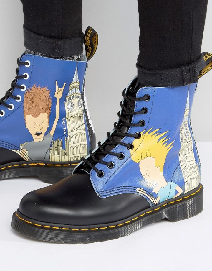 Dr Martens 1460 Pascal Beavis & Butthead Print 8 Eye Boots - Blue