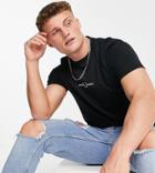 Fred Perry Embroidered Logo T-shirt In Black Exclusive At Asos
