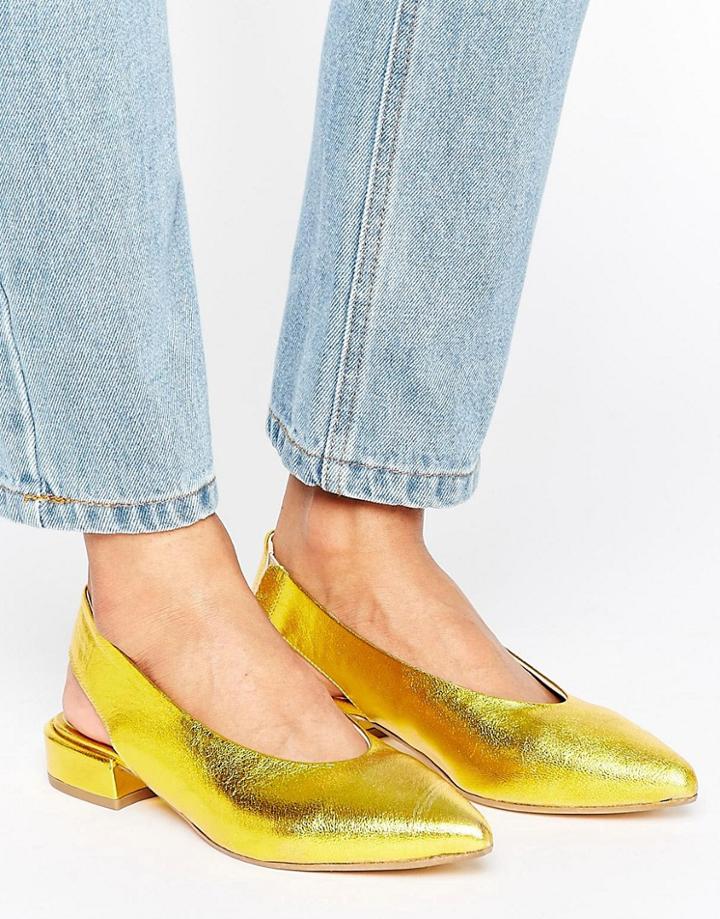 Kg By Kurt Geiger Kooky Gold Flat Shoes - Gold