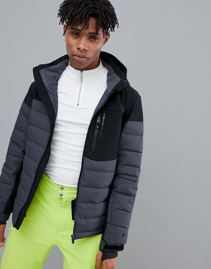 Protest Mount 18 Puffer Snow Jacket In Black - Black