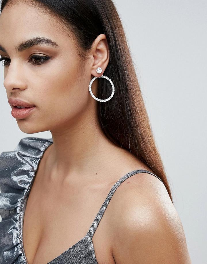 Krystal London Swarovski Crystal Swinging Circle Earring - Silver
