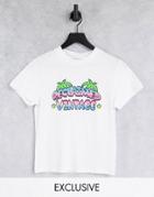 Reclaimed Vintage Inspired Fitted T Shirt With Cartoon Logo Print In White