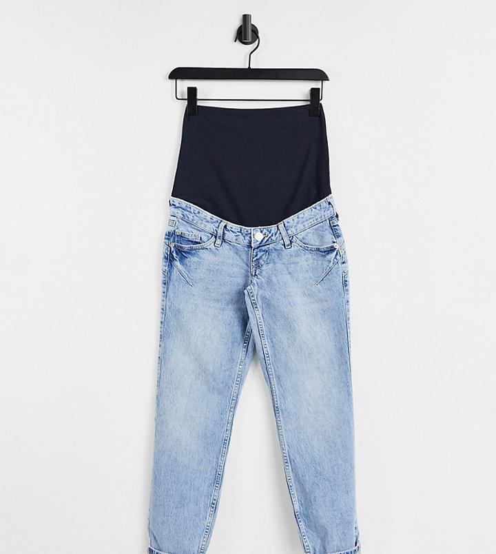 River Island Maternity Over Bump Mom Jean In Light Blue-blues