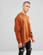 Asos Oversized Sweatshirt In Dark Orange - Orange