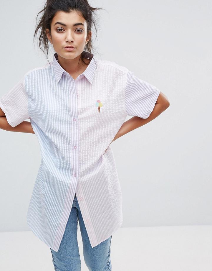 Lazy Oaf Sorbet Shirt In Pin Stripe - Multi