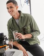 Selected Homme Oversized Pocket Workwear Shirt In Khaki-green