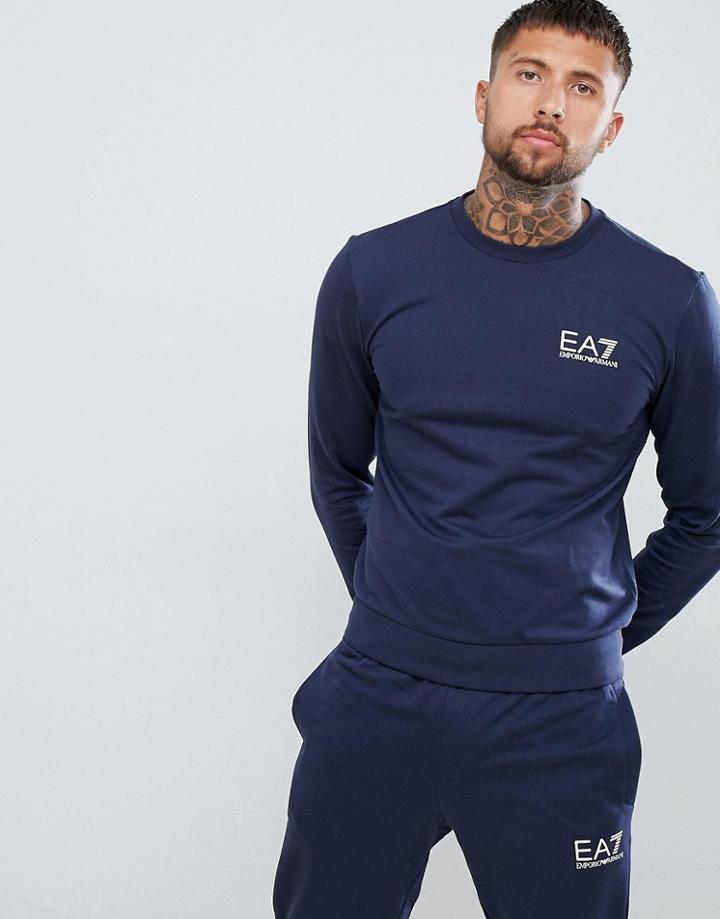 Ea7 Train Core Id Crew Neck Logo Sweat In Navy - Navy