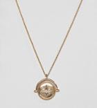 Asos Design Premium Gold Plated Necklace With Spinning Coin With Moon And Swarovski Crystal Star Design - Gold