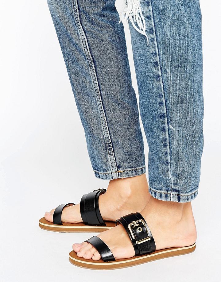 Aldo Double Strap Buckle Sandals - Black