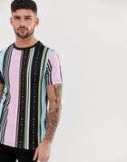 River Island T-shirt With Vertical Stripe In Neon - Black