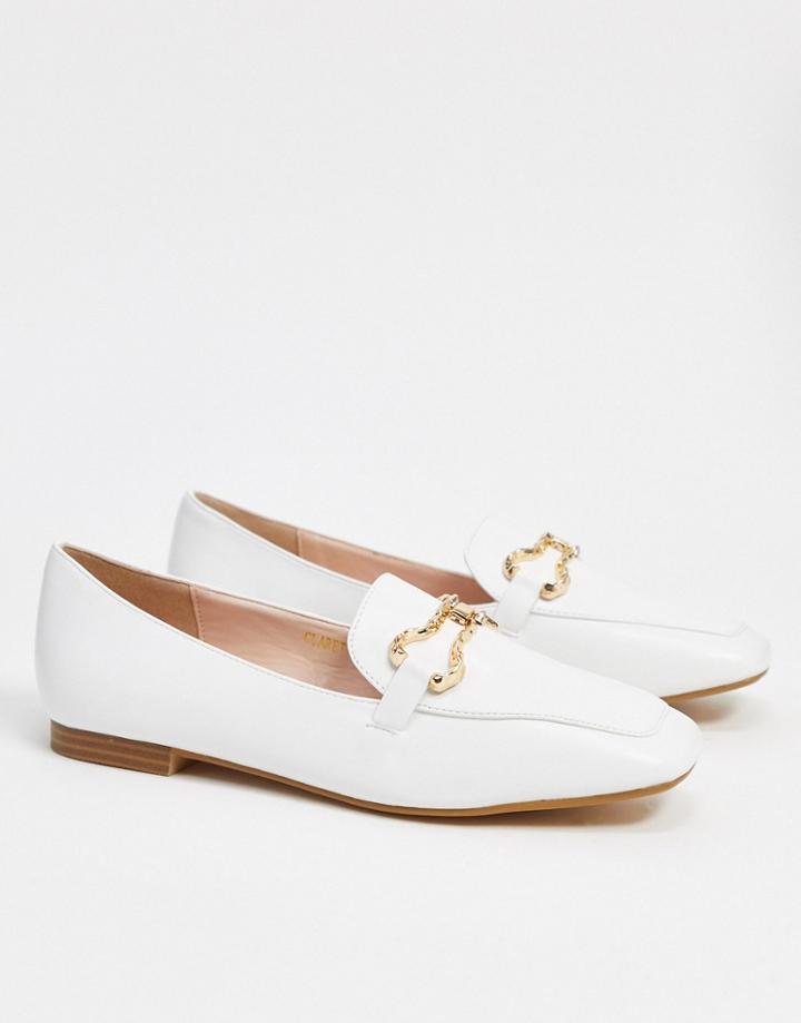 Raid Clareta Loafers With Gold Trim In White