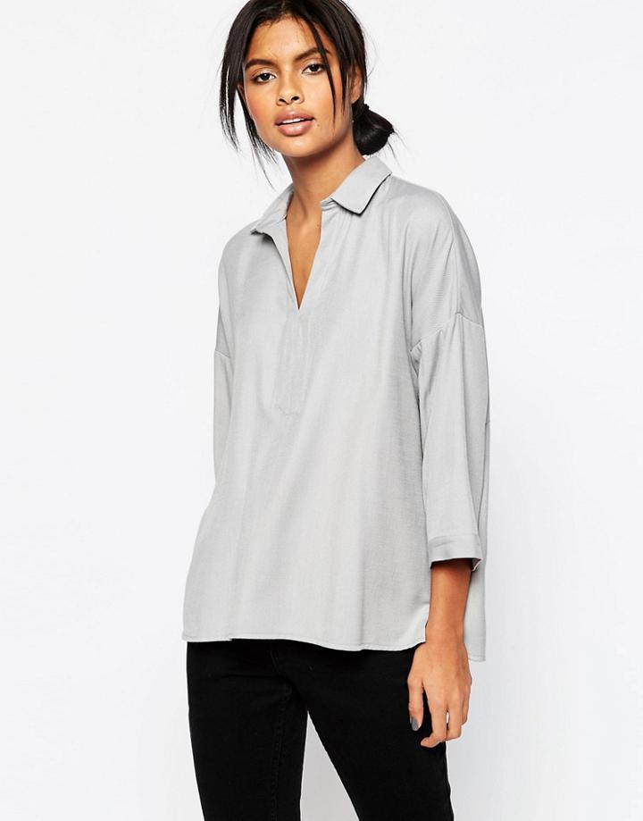 Asos Casual Oversize Blouse - Gray