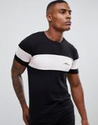 Boohooman Muscle Fit T-shirt In Color Block - Black
