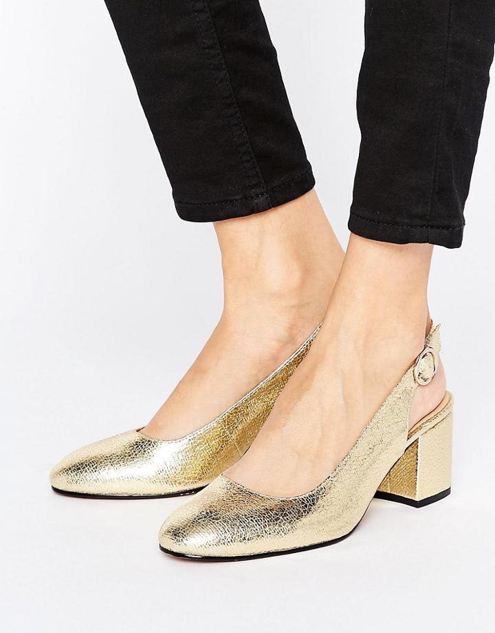 London Rebel Slingback Heeled Shoe - Gold