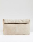 Asos Design Suede Soft Roll Top Clutch - Pink