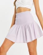 Asos Design Mini Skirt With Shirred Waist In Lilac-purple