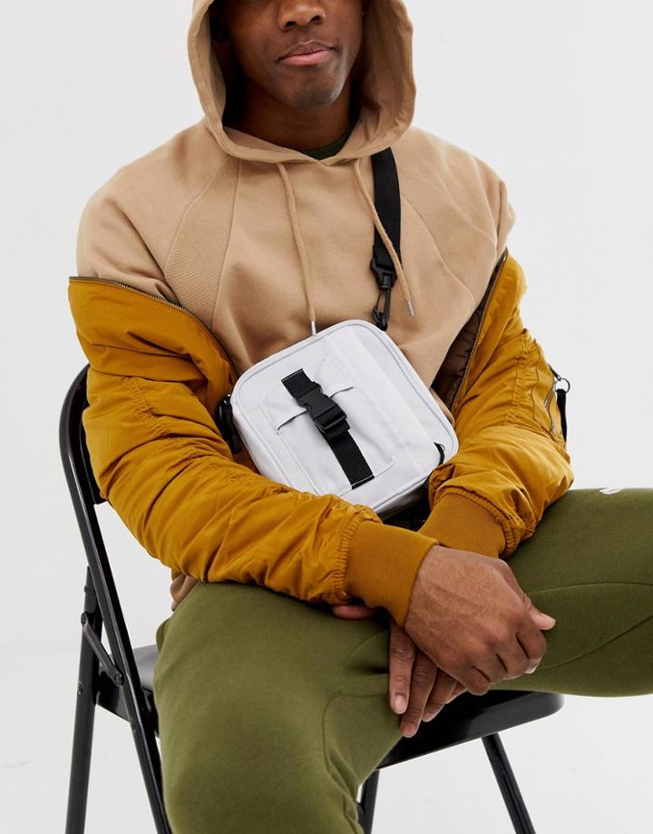 Asos Design Flight Bag In White With Front Buckle - White