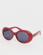 Quay Australia Frivolous Round Sunglasses In Red - Red