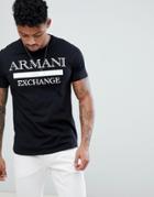 Armani Exchange Slim Fit Text Logo T-shirt In Black - Black