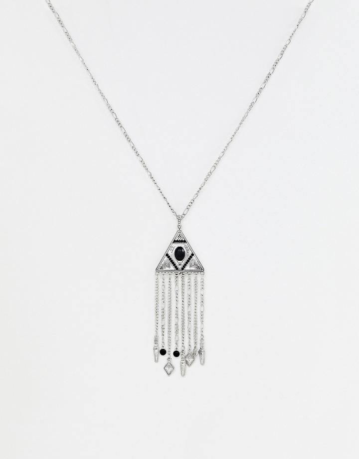 Sacred Hawk Fringe Necklace-silver