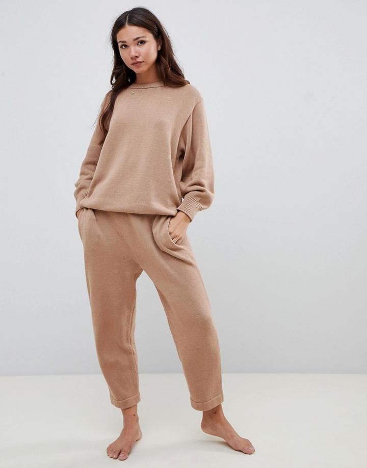 Asos Design Premium Lounge Dropped Crotch Jogger - Tan