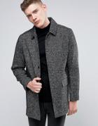 Native Youth Wool Twill Overcoat - Black