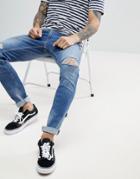 Produkt Slim Fit Jeans With Rip Knee Detail - Blue