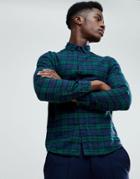 Stradivarius Slim Fit Check Shirt In Green - Green