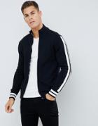 Another Influence Arm Stripe Zip Through Sweater-black
