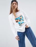 Santa Cruz Boyfriend Long Sleeve T-shirt With Road Rider Graphic - White