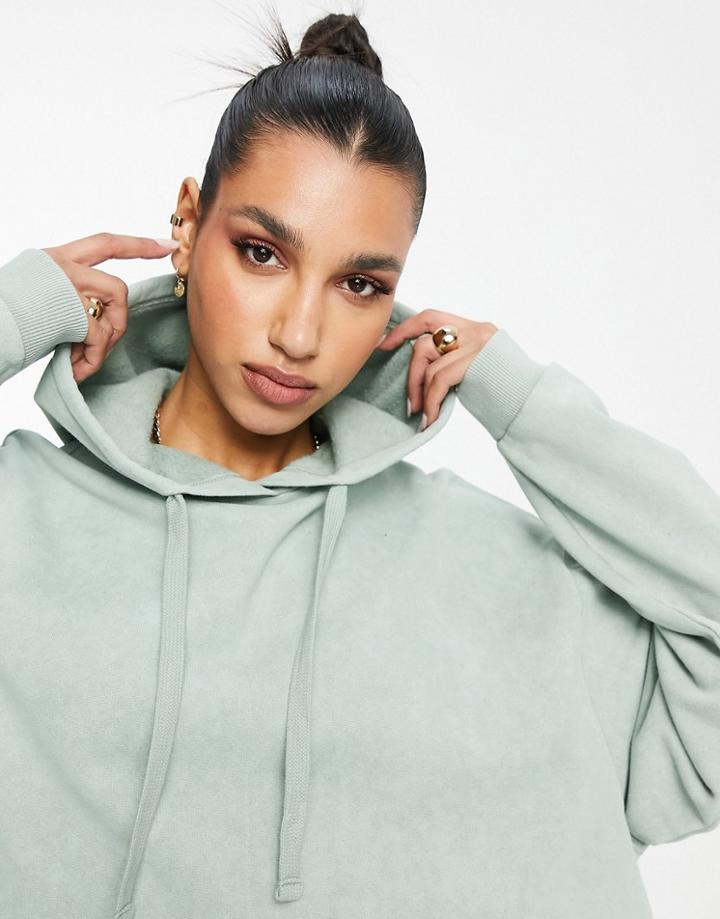 Asos Design Oversized Hoodie In Washed Sage-green