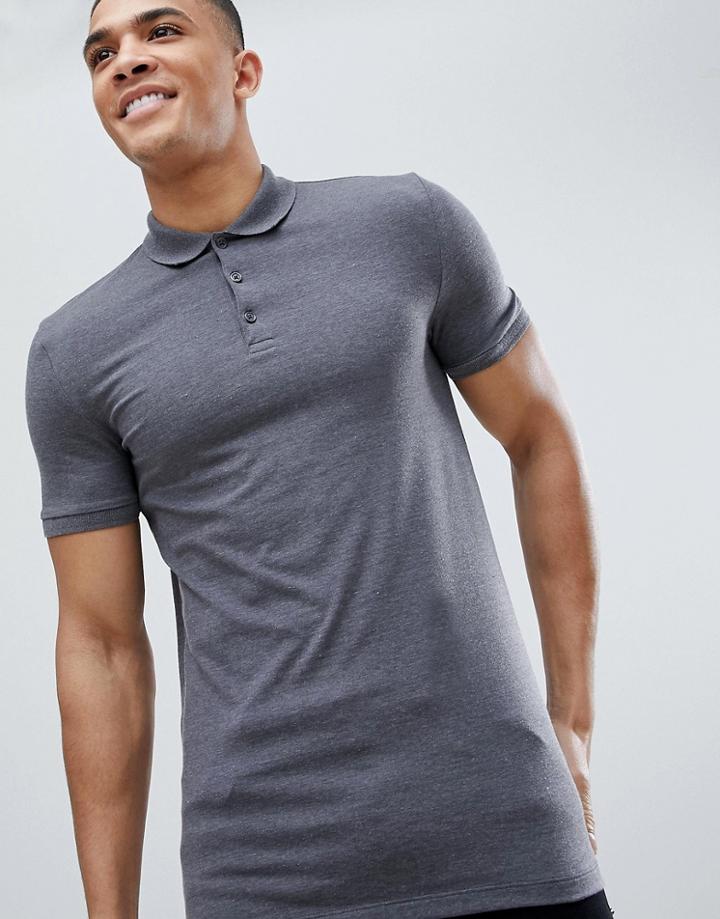 Asos Design Muscle Fit Jersey Polo In Gray - Gray