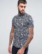 Ted Baker Slim Short Sleeve Shirt In Print - Navy