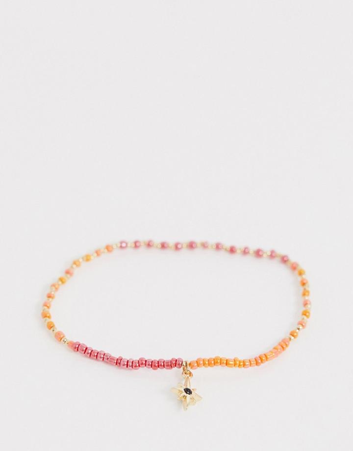 Asos Design Stretch Bracelet With Colurful Beads And Star Charm - Multi