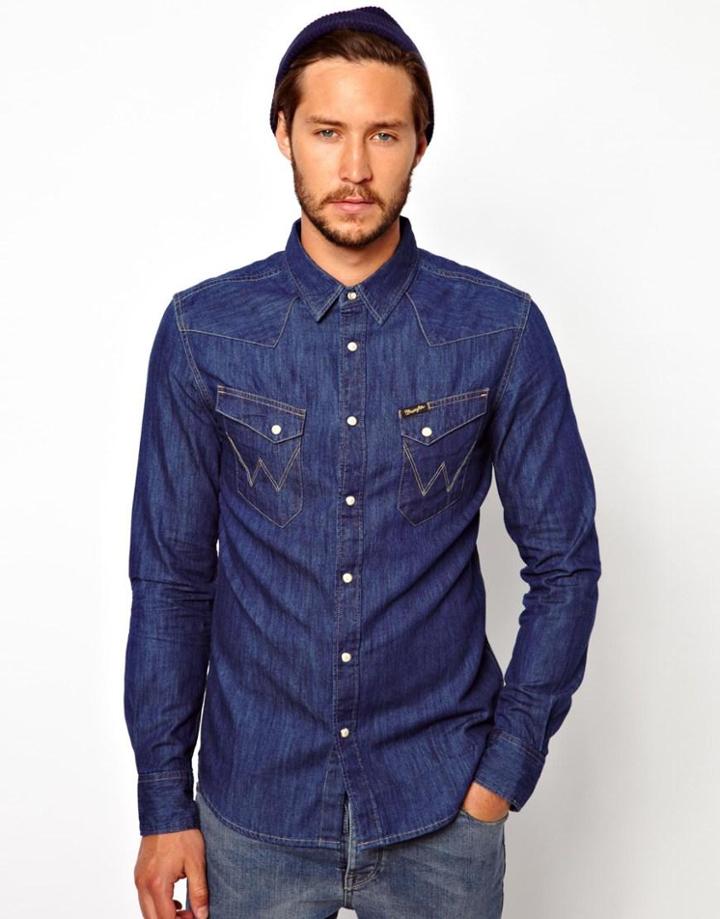 Wrangler Denim Shirt Slim Fit City Western