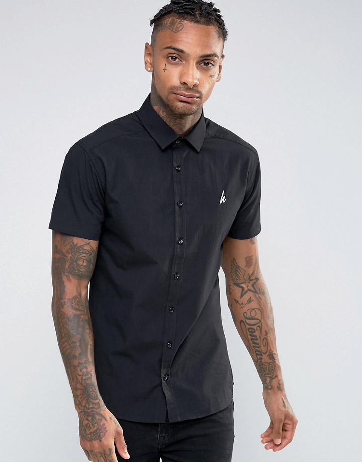 Hype Shirt With Logo In Skinny Fit - Black