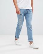 Jack & Jones Intelligence Jeans In Slim Fit Vintage Blue Distressed Denim - Blue