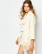 Darccy Wrap Waterfall Trench With Lace Hem - Blush