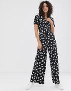 Finery Alida Winter Feathers Print Jumpsuit