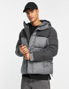 River Island Nylon Puffer Jacket In Gray
