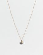 Allsaints Black Crystal Star Pendent Chain Necklace In Gold